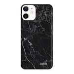 Evetane - Coque Silicone Compatible iPhone 12 Mini - Protection Souple, Ultra Résistante - Fine et Transparente - Coque Arrière - Marbre Noir