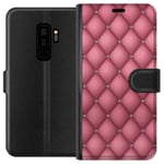 Samsung Galaxy S9+ Sort Lommebokdeksel Exklusivt Rosa Mönster