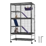 VEVOR Cage à Furet en métal roulante 1640 mm, Grande Cage pour Petits Animaux à 4 Niveaux avec rampes et Plateau, pour Rats de Compagnie, Hamster, Cochon d'Inde, Chinchilla, écureuil, hérisson, Lapin