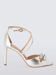 John Lewis Magnolia Leather Double Bow Cross Strap High Heel Sandals, Silver