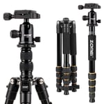 ZOMEI Q666 Camera Tripod, 61 inch Compact Lightweight Aluminum Travel Tripods Monopod with 360 Degree Ball Head,1/4" Quick Release Plate and Carry Bag