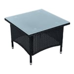 Table de jardin en polyrotin avec plateau en verre 58 x 58 x 45 cm noir