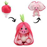 LES DÉGLINGOS - FLIPETZ - Doudou Piglet Le Cochon/Radis- Cochon Cache-Cache réversible - Peluche Toute Douce pour bébé - Idées Cadeaux de Naissance