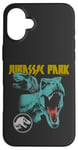 Coque pour iPhone 16 Plus Jurassic World T-Rex Rock Band Distressed Logo