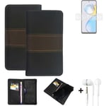 Phone Case + earphones for Motorola Moto E32 India Wallet Cover Bookstyle protec