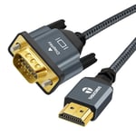 Câble HDMI vers VGA 3M (Mâle vers Mâle) compatible avec 720p/1080p Ordinateur portable, PC, Moniteur, Projecteur.[V306]