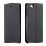 QLTYPRI Case for iPhone 6 iPhone 6S, Premium PU Leather Cover TPU Bumper with Card Holder Kickstand Hidden Magnetic Adsorption Flip Wallet Case Cover for iPhone 6 iPhone 6S - Black