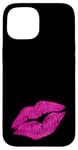 Coque pour iPhone 15 Pink Kissing Rouge à lèvres | Design parfait pour les fêtes des années 80