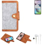 Felt Case + earphones for Motorola Moto G 5G Cover light grey