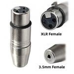 Connecteur audio stéréo XLR femelle,3 broches vers 3.5mm,adaptateur de microphone,couremplaçant XLR 3 broches,convertisseur de prise mâle vers mini jack 3.5mm - Type XLR Female to Female