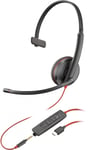 POLY Blackwire C3215 Monaural Headset +Carry Case (Bulk) Kabel Huvudband Kontor/callcenter USB Type-C Svart