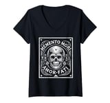 Womens Stoic Philosophy Memento Mori Amor Fati Skull Stoicism Quote V-Neck T-Shirt