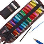 Moore Ensemble de Crayons de Couleur Premium Art de 48 pièces de Couleurs Vives pré-aiguisées pour Adultes et Enfants, avec Un Taille-Crayon en Alliage de Kum Gratuit dans Un étui Enroulable en Toile