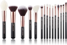 Jessup 15Pcs Rose Gold/Black Professional Makeup Brushes Set Make up Brush Tool