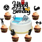 25 Pièces Decoration Gateau Fitness Toppers Gâteau Gymnase Fitness Thème Décorations Gâteau Cupcake Toppers Kettlebell Haltère Energy Bottle Party Decor Fournitures Hommes Femmes Garçons