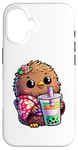 iPhone 16 Kiwi Bird Drinking Bubble Tea Japanese Kimono Case