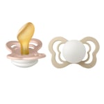 Bibs - Lot de 2 sucettes Bibs Couture Caoutchouc Anatomique T1 - Blush Glow / Vanilla Glow