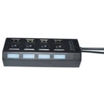 4-ports USB-hubb 2.0 High Speed Hub On/Off-switch med LED-lampa Svart