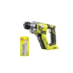 Pack Marteau perforateur RYOBI 18V One+ sans batterie ni chargeur R18SDS-0 - Kit 3 forets RYOBI plus 2 burins SDS+ - RAKSP05