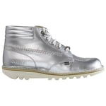 Kickers Throwback Ankle Womens Silver Boots Leather - Size UK 6.5