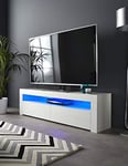 MMT BRG1550 White TV Stand Cabinet for 40 42 50 55 60 65 inch 4K TV's with LED Lights 155cm Wide