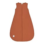 LÄSSIG Baby Sac de couchage d'été sans manches Muslin coton certifié GOTS unisexe/Muslin Sleeping Bag rust, taille 50/56 0-2 mois