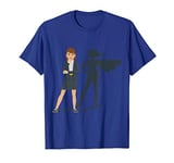 Business Woman Super Hero Shadow Cartoon Character T-Shirt