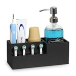 Luxspire Electric Toothbrush Holder, Toothbrush Holders Toothpaste Razor Holder with 4 Electric Toothbrush Head Holder Compatible With Oral B Philips Sonic Toothbrushes Bathroom Organizer, Matte Black