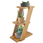 BUYⓙSupport de fleur de bureau, Étagère a fleur, porte-plante en pot en bambou 3 niveaux