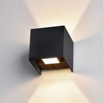 Kube Maxi Vegglampe 2X6W 3000K m/fotocelle+2xStikk Sort