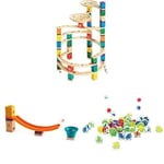 Bundle of Quadrilla Wooden Marble Run Builder-Cyclone + Hape Quadrilla Mega Skatepark + Hape Quadrilla Marble Racers