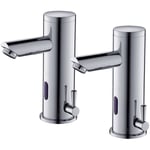 2PCS Robinet Infrarouge Electronique Eau Froide et Chaude Mitigeur Automatique Laiton Chrome Robinet Automatique de Lavabo pour Salle de Bain