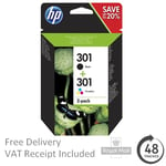 Genuine Original HP 301 Black & Colour Ink Cartridges for HP Deskjet 2544