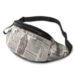 XCNGG Sac de taille en cours d'exécution Sac de taille de loisirs Sac de taille Sac de taille de mode Retro Newspapers Waist Bag Pack Sturdy Zippers Running Belt Large Capacity Waist Pouch Bag for Pho