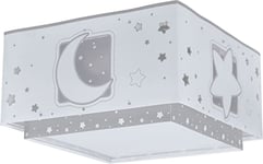 Dalber Plafonnier enfant Moonlight lune et étoiles Gris, Lustre chambre; Enfant, Lampe de Plafond enfant, 63236E, E27