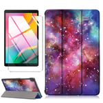 LJSM Case + Screen Protector for Lenovo Tab M10 FHD Plus TB-X606F / TB-X606X 10.3 inch - Tempered Film, Ultra Thin with Stand Function Slim PU Leather Smart Cover Skin - Milky Way