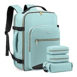 LOVEVOOK Sac à Dos de Voyage Femme, 40L Sac a Dos Voyage Cabine Avion Bagage Backpack Travel Ryanair, Imperméable Sac Ordinateur Portable 17 Pouces Sac a Dos Valise de Randonnée Affaires Travail Vert