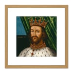 British Henry II King Portrait 8X8 Inch Square Wooden Framed Wall Art Print Picture with Mount