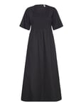 Eskamille Ss Dress Smock Long F Black Enkel Studio