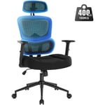 Iwmh - Chaise De Bureau Fauteuil en Maille Ergonomique, Siège Gamer Hauteur Réglable, Pivotant, Roulette Silencieuse - Noir