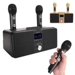 Mavis Laven External Sound Card, Sound Speaker Family KTV Sound Kit Integrated Wireless Microphone Live Audio Card Bluetooth Karaoke Speaker Sound Card(black)
