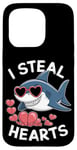 iPhone 15 Pro Cool Shark I Steal Hearts Valentines Day Funny Shark Boy Kid Case