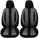 Housses de siège sur Mesure pour sièges de Voiture compatibles avec VW Caddy 3 2003–2010 conducteur et Passager FB : MD501 (Noir/Gris)