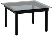 Kofi Sivupöytä 60x60 cm, Musta Vesipohjaisella Lakalla Käsitelty Tammi / Harmaansävytetty Lasi