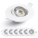 EMOS Spot LED encastrable 230V, 5W / 450lm | Spot LED Extra Plat 50° orientable, blanc chaud 3000K | Lot de 6 Spots de plafond LED pour l'intérieur, Plafonnier LED encastré, couleur blanc