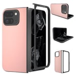 Google Pixel 9 Pro Fold 5G - Slim läder Hårt skal - 360° skydd - Ljus pink