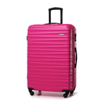 WITTCHEN Valise de Voyage Bagage à Main Valise Cabine Valise Rigide en ABS avec 4 roulettes pivotantes Serrure à Combinaison Poignée télescopique Groove Line Taille L Rose