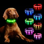 Light Up Dog Collar Rechargeable, LED Dog Collar Lights with 7 Colors Change 8 Lighting Modes Glow in the Dark, Adjustable Waterproof Flashing Collar for Small Medium Large Dog, Green M