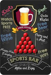 Schatzmix Sport Bar Plaque Murale en métal avec Inscription Pool Pub 20 x 30 cm Noir