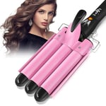 3 Barrels Hair Curler - 25mm Curling Iron Tongs Hair Waver Mermaid Waves Wand Beach with 2 Temperature Control Quick Heating for Long or Short Styling